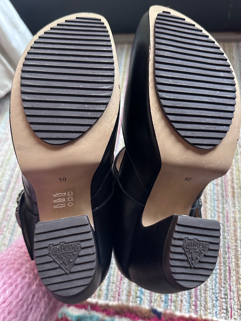 Fluevog NEW IN BOX Prepare Leader black pebbled leather platform MJ heel -10 - Picture 16 of 16